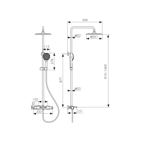 25282 Душевая система KAISER Quadris с термостатом
